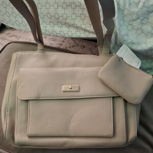 Leather handbag with coin purse